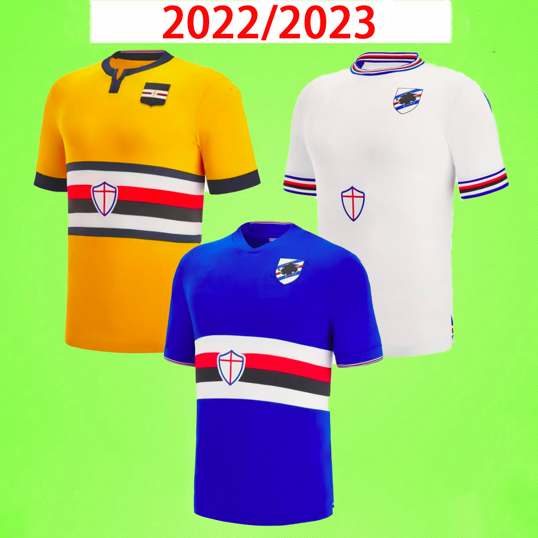

22 23 Sampdoria soccer jersey 2022 2023 SESY Murillo Linetty Jankto Yoshida Maroni Gabbiadini football shirt home away third men kit blue white yellow, 00/01