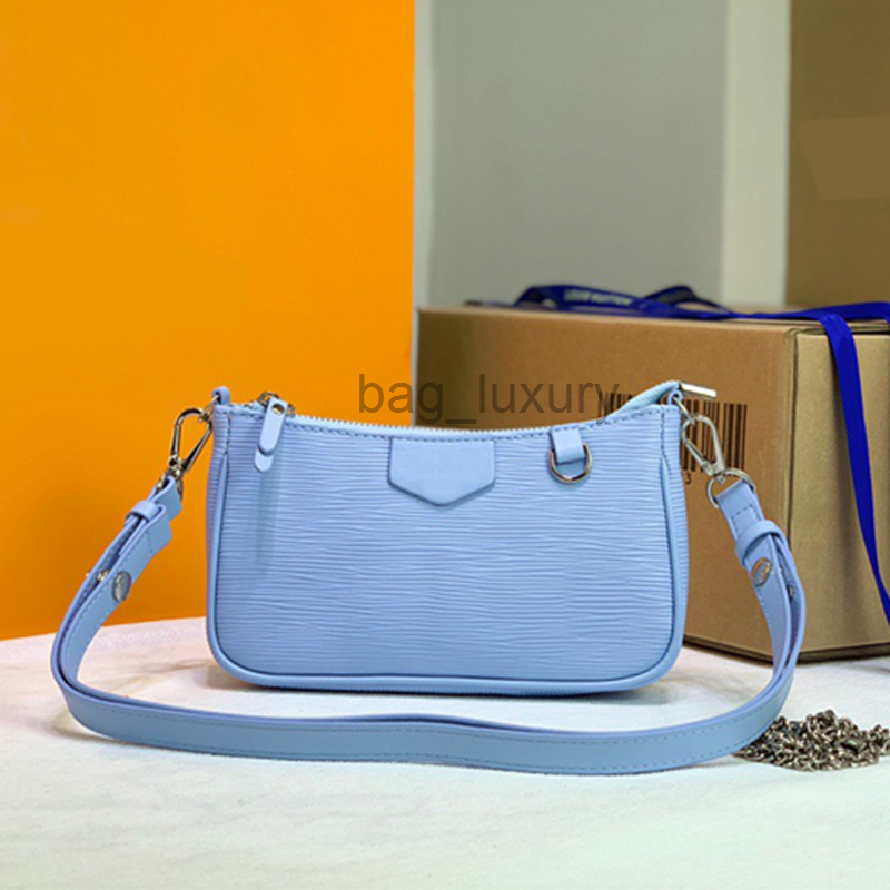 

Shoulder Bags High Quality Lady Handbag Designers Women Shoulder Bags Wallet Half Moon Shape Underarm Bag Corrugated Embossed Purses Three Colors, Blue