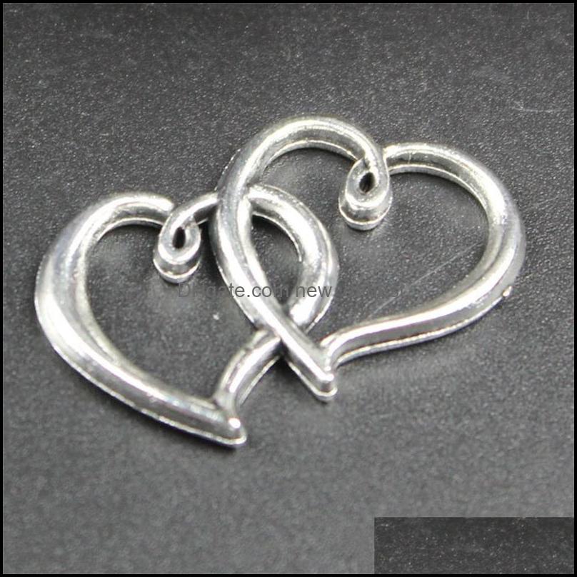 

Charms 30X18Mm 100Pcs Alloy Double Heart Charms Antique Sier Pendant For Necklace Jewelry Making Findings Drop Delivery 2021 Newdhbest Dhrv3