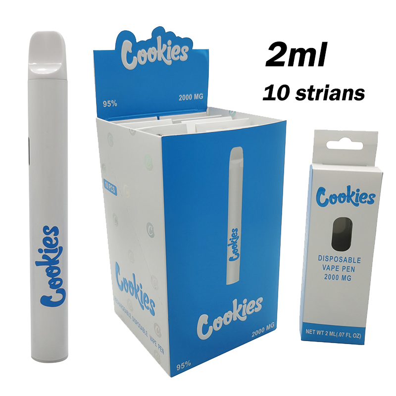 

2ml Cookies Disposable Vape Pen ECigarettes Tank Vaporizer 350mah Electronic Cigarettes Rechargeable Battery Empty Start Kits Vapes Cartridge Pens Packaging
