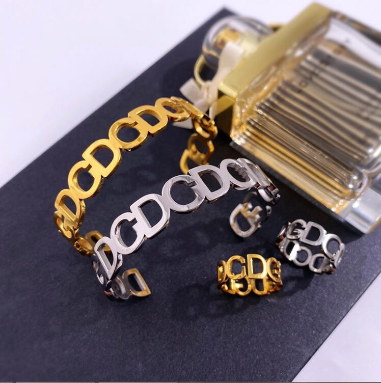 

Fashion new designed bangle necklace Bracelets hollow out G Letters shiny non-fading 18K gold plated women bracelet Designer Jewelry D-616