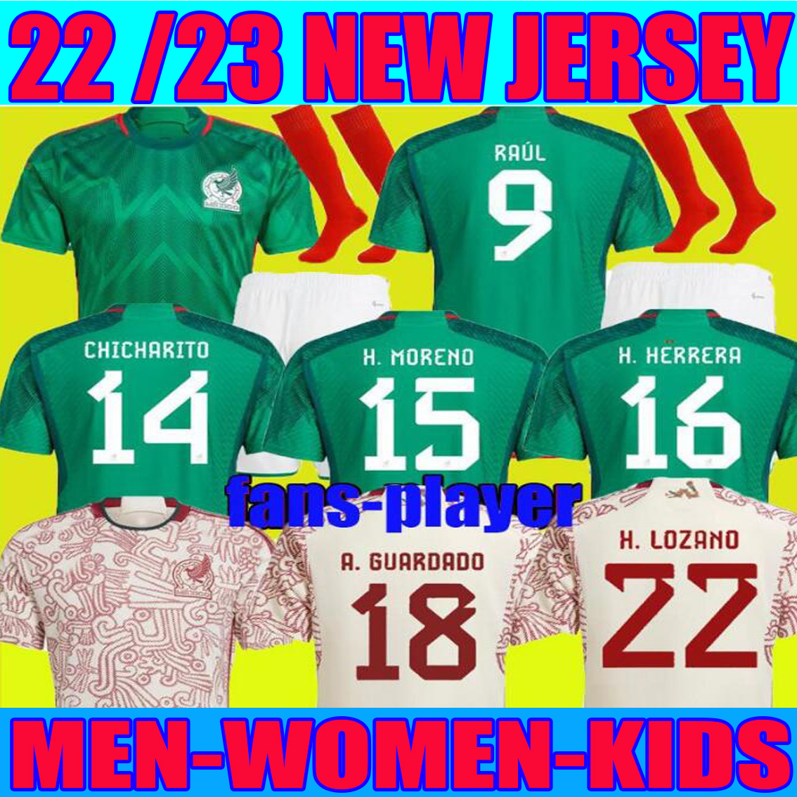 

2022 Mexico soccer jerseyS H.LOZANO CHICHARITO RAUL WORLD 22 23 CUP player version 2023 G DOS SANTOS OCHOA Camisetas de futbol long sleeve men kids kit football shirts, 2022 away women