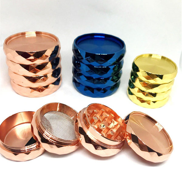 

Metal Grinder 63mm Smoking Grinder 4 Parts Cigarette Herbal Rainbow Diamond Tobacco Grinders Crusher Colorful Rose Gold Blue Herb