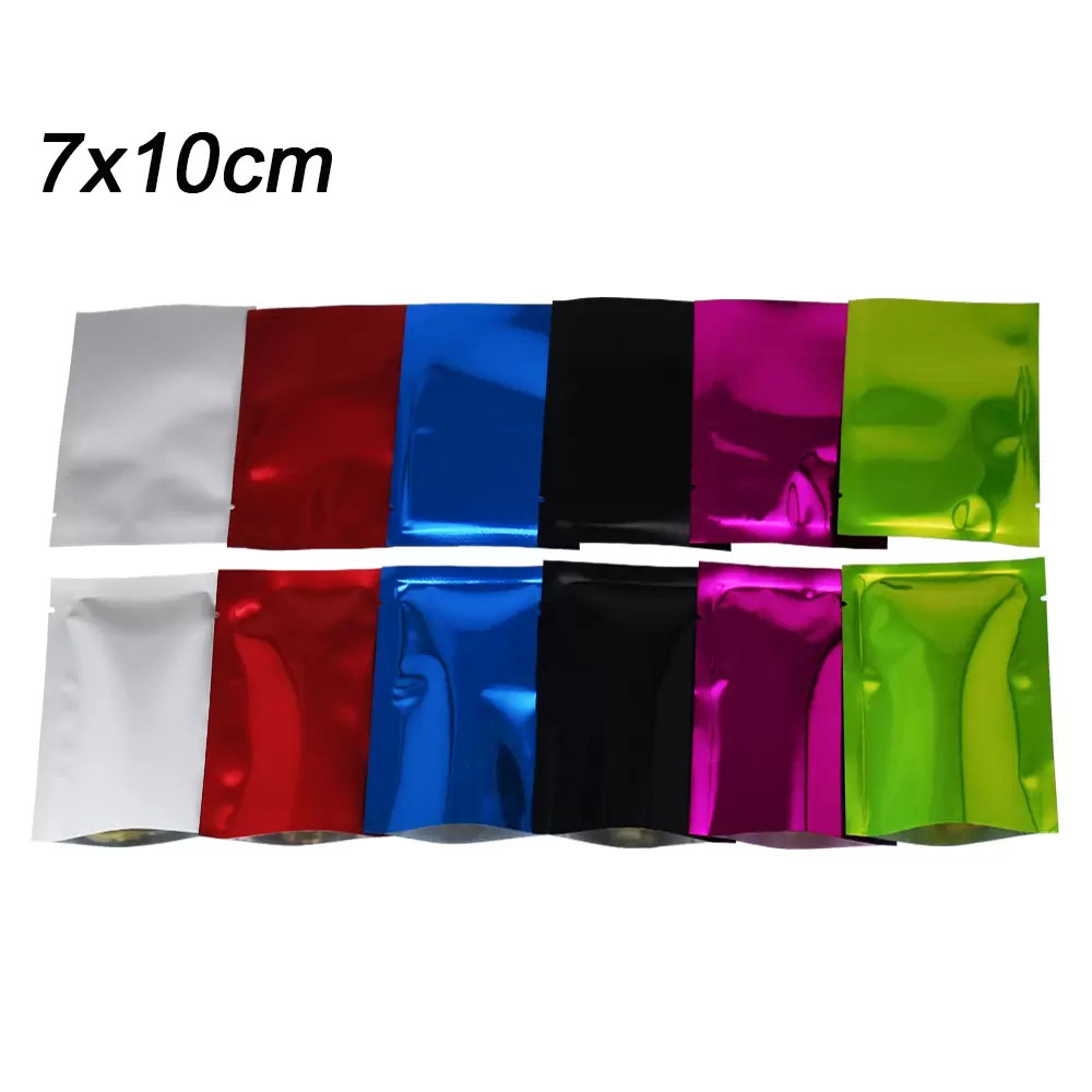 

200pcs/lot 7x10cm Small Open Top Mylar Bag Packaging Pouch Flat Type Colorful Aluminum Foil Bags Bulk Food Vacuum Heat Sealable Bag