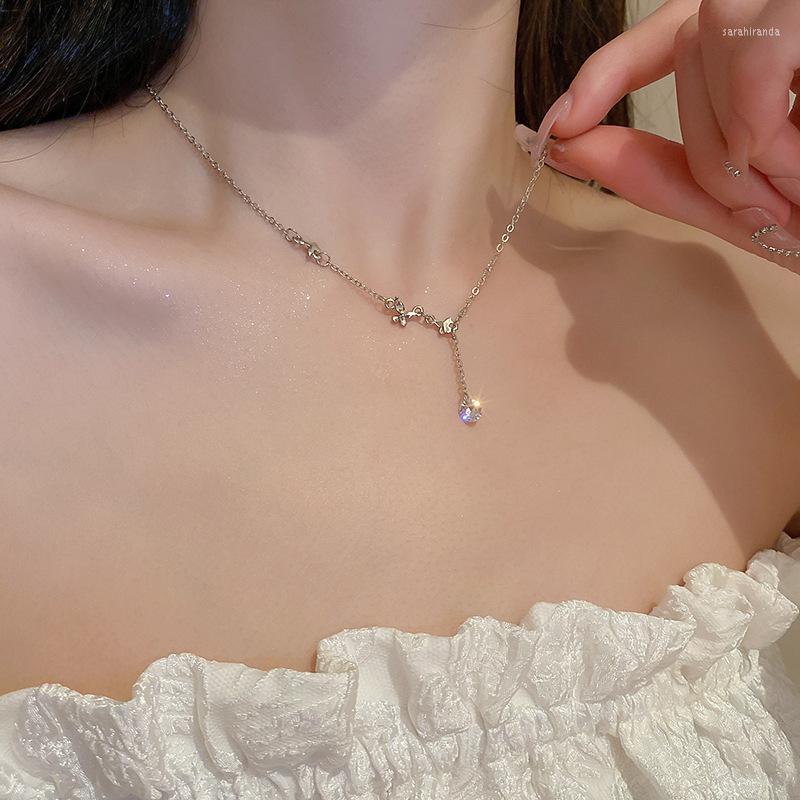 

Choker Fashion Crystal Zircon Pendant Luxury Butterfly Trend Clavicle Silver Colour Necklace Jewelry Women Gifts