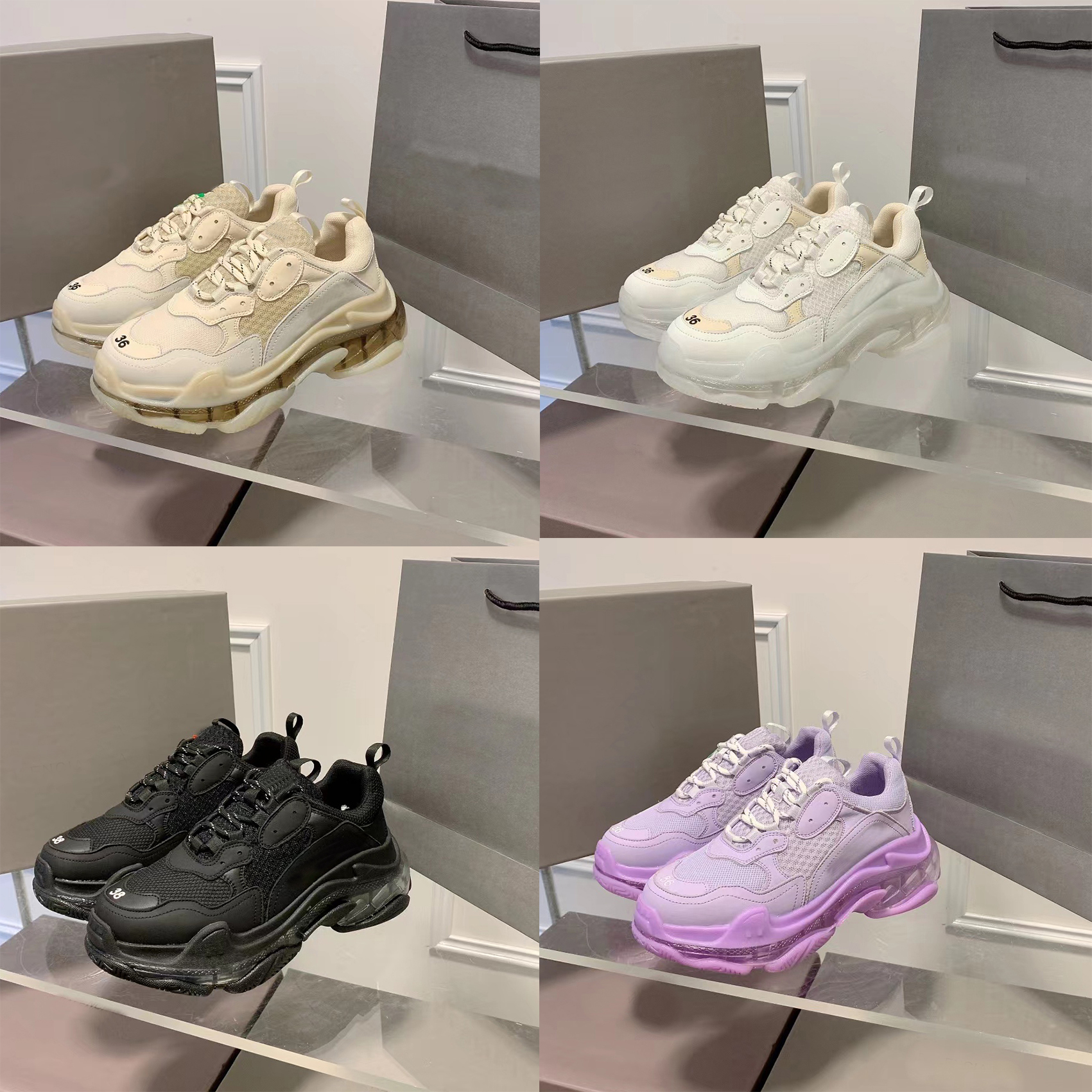 

Designer Triple S Casual Shoes Men Women Low Make Old Sneaker Combination Soles Boots Mens Womens Shoes Sports White Black Chaussures High Quality Size35-44, Color3