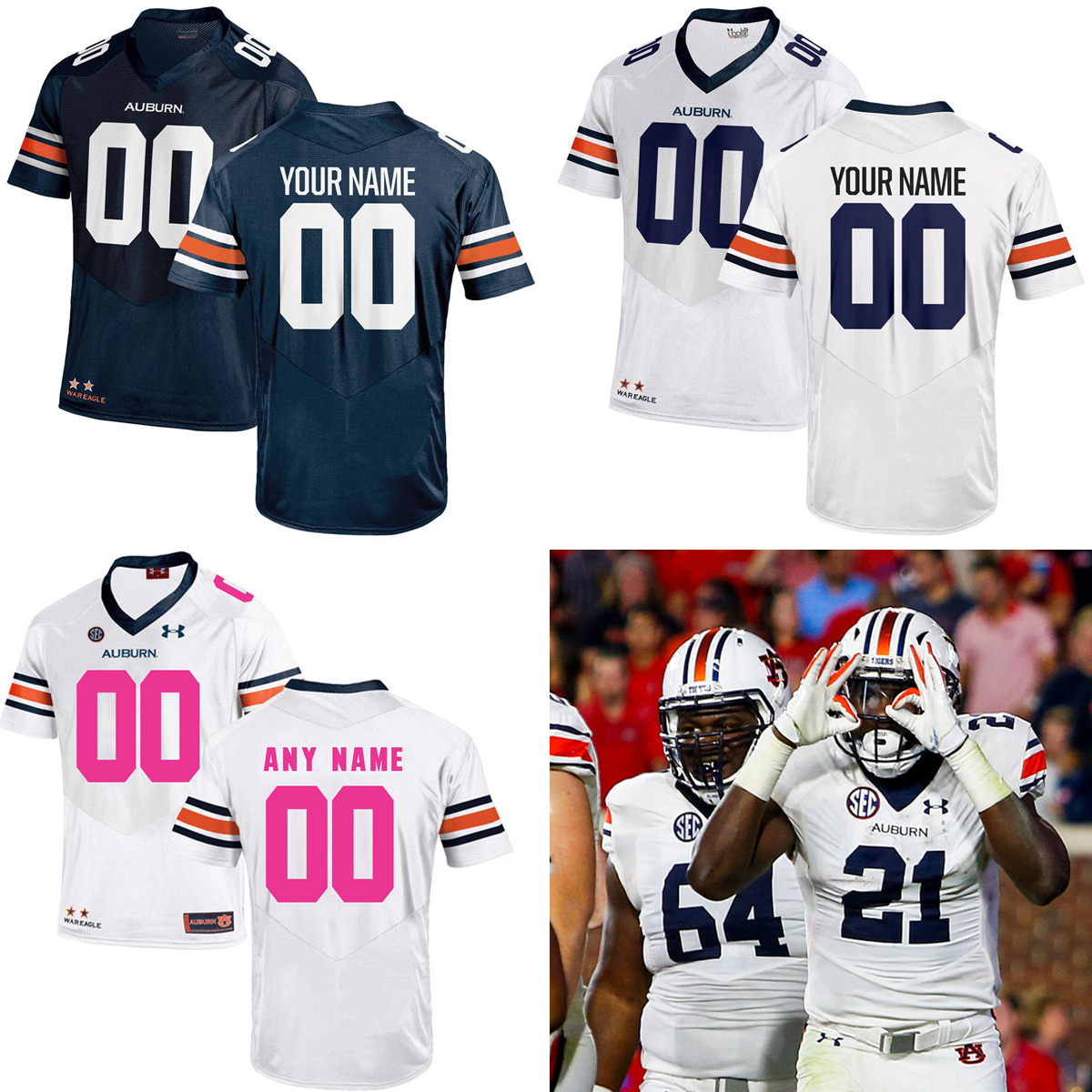 

NCAA Custom College Football Jerseys 9 Robby Ashford Jersey10 Zach Calzada 22 Damari Alston 4 Tank Bigsby 28 Jackson Billings 17 Camden Brown 80 Ze'Vian Capers shirt, Custom name number