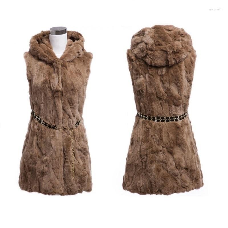 

Women's Vests 2022 Fur Vest Luxury Genuine Full Pelt With Real Natural Hat Wholesale Customize Plus Size