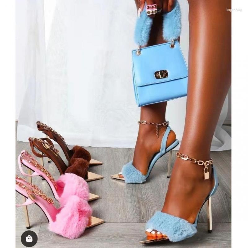 

Sandals Summer Rubber Fish Mouth Spot In Europe And America One Yard Imitation Leather French High-heeled Pointed Fashion Shoes Peep Toe, Brown