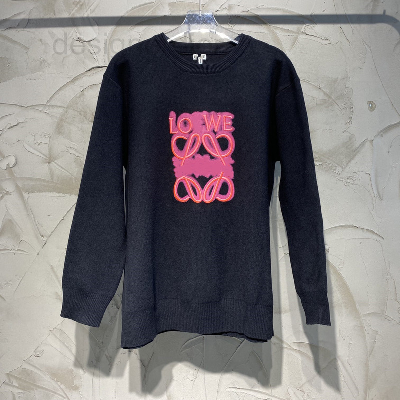 Women's Sweaters designer High version early autumn new Luojia fluorescent powder letter jacquard men's and women's loose Pullover-image-798154323