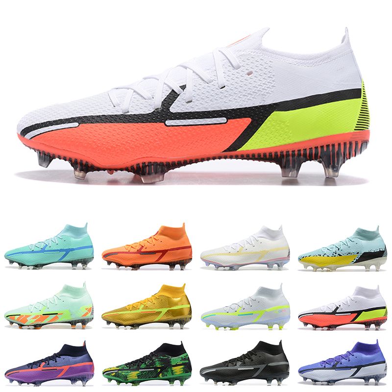 

Soccer Shoes Phantom GT2 Elite DF FG Firm Ground Cleat High Low top lemon green Men Outdoor Football Sneakers mens Trainers high quality, 13
