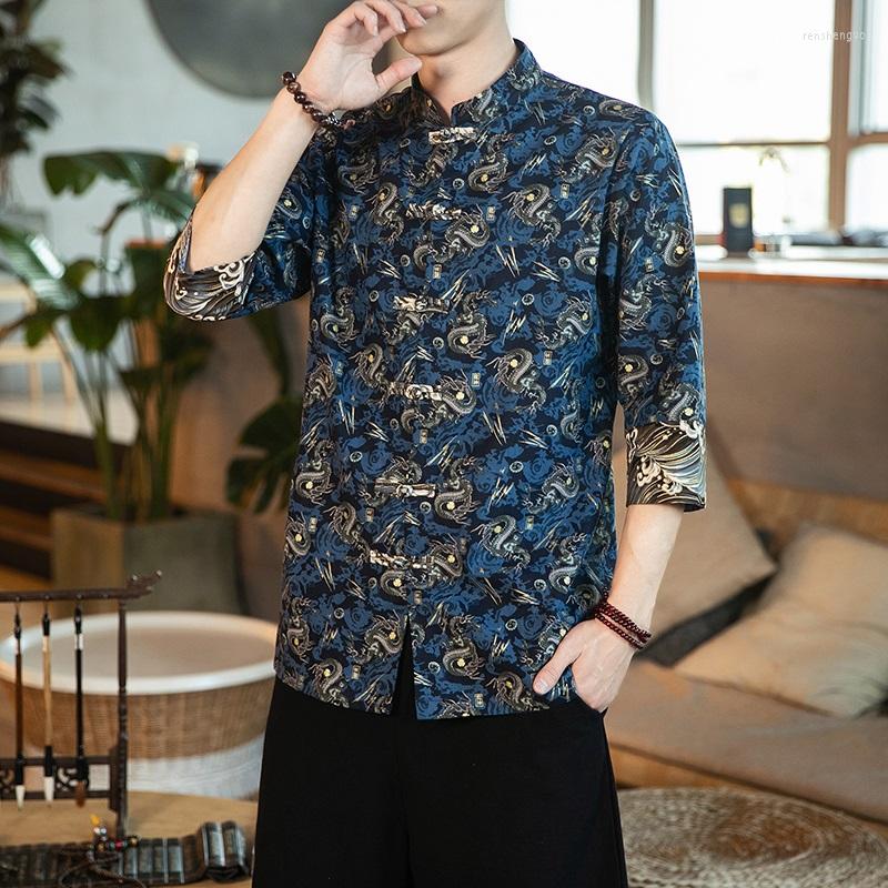 

Ethnic Clothing Traditional Chinese For Men Vintage Mandarin Collar Linen Shirts Tang Suit Hanfu China Style Top Year Clothes