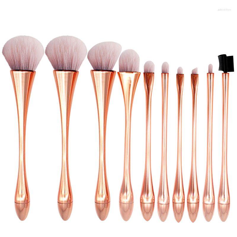

Makeup Brushes 10pcs Professional Set Foundation Eyeshadow Loose Powder Brush Eyebrow Comb Home Beauty Salon Cosmetic Tools