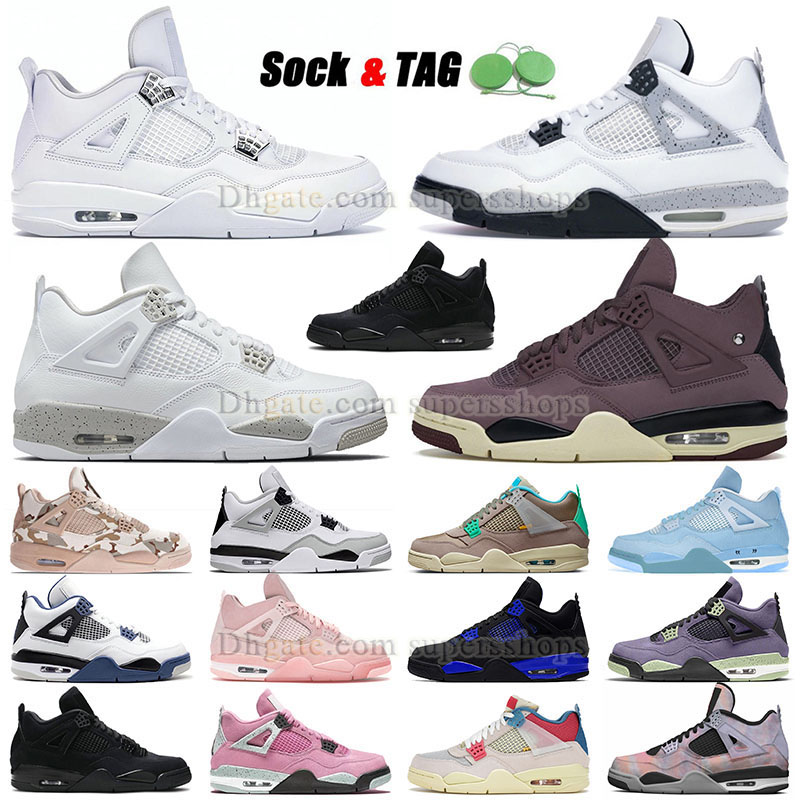 

Triple White 4s Mens Womens Basketball Shoes Jumpman 4 Pure Money Black Cat Whites Cement Oreo sa Red Thunder Military Blue Ow Lakers Pink, J85 36-47 violet ore