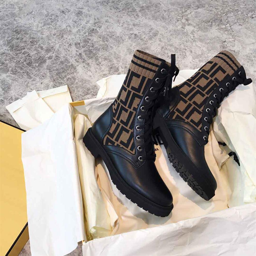 

Top Quality Brand Rockoko Combat Boots Stretch Fabric Sporty Stripes Sock-like high-top Women Booties Party Wedding Martin Booty281i
