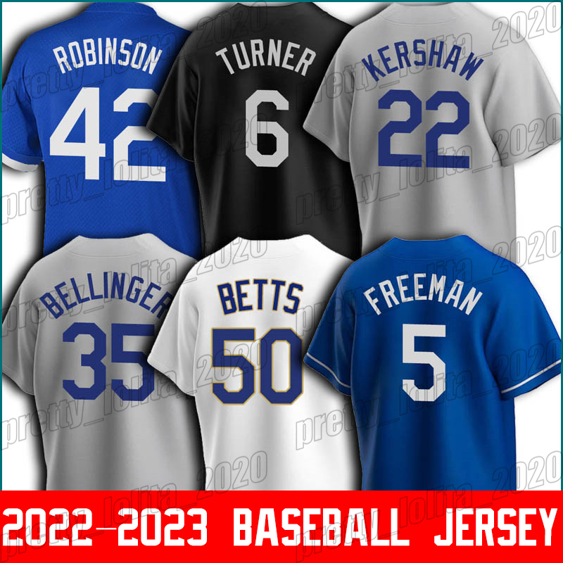 

50 Mookie Betts Baseball Jerseys 5 Freddie Freeman Jackie Robinson Cody Bellinger 3 Chris Taylor Jersey Gavin Lux Justin Turner Trea Turner Max Muncy Clayton Kershaw, Man custom jersey (dq)