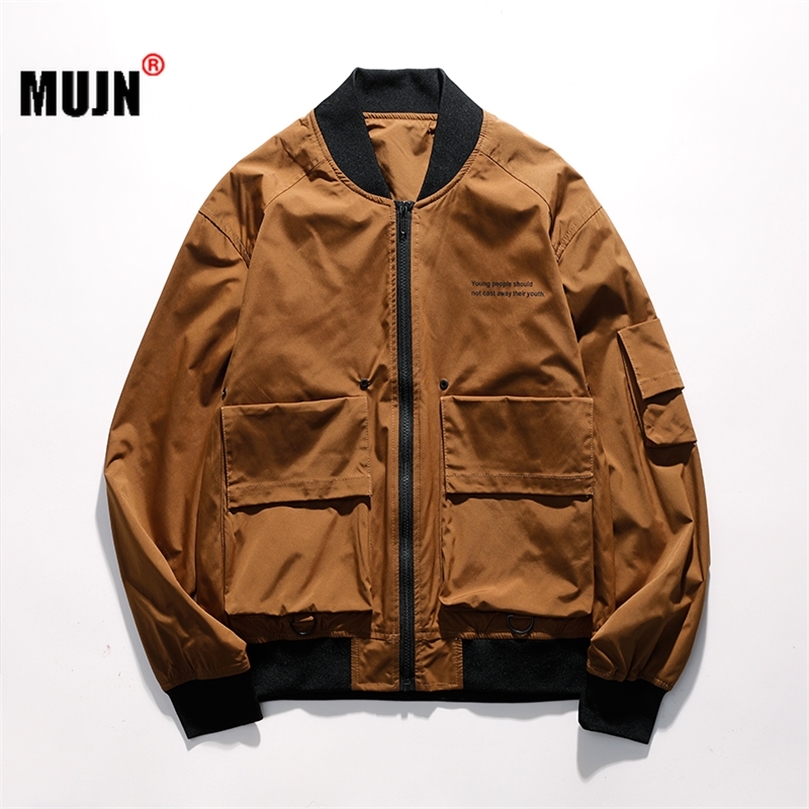 Mens Jackets Fashion Men Bomber Jacket Autumn Baseball Collar Casual Men Jacket Outdoors Solid Color Men Windbreaker Jacket Slim Male Coat 220902