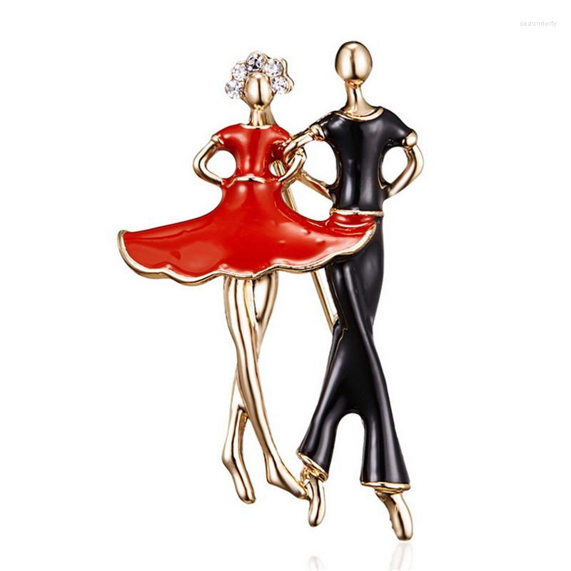 

Brooches Stylish Elegant Available Enamel Pin Couple Dance Gymnastic For Women Gym Badge Jewelry Gift Arrival High Quality