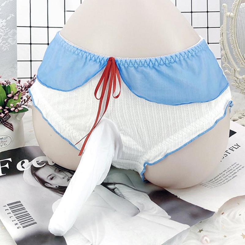 

Underpants Men Sexy Underwear Sissy Gay Pouch Ladies Lace Thongs G-String Breathable Briefs Japanese Cute Bow JJ Sleeve Erotic Lingerie