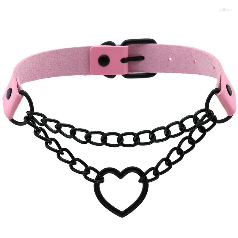 

Choker Peach Heart Necklace Women PU Leather Bondage Jewelry Party Punk Rock Harajuku Hip Hop Gothic Clavicle Chain Necklaces