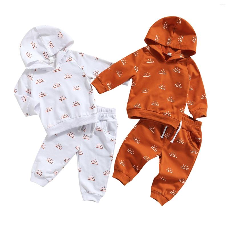 Ensembles de vêtements 2pcs Toddlers Spring Outfits Suns Imprimed Sweat à manches longues Pantalon décontracté pour les bébés filles garçons 0-3