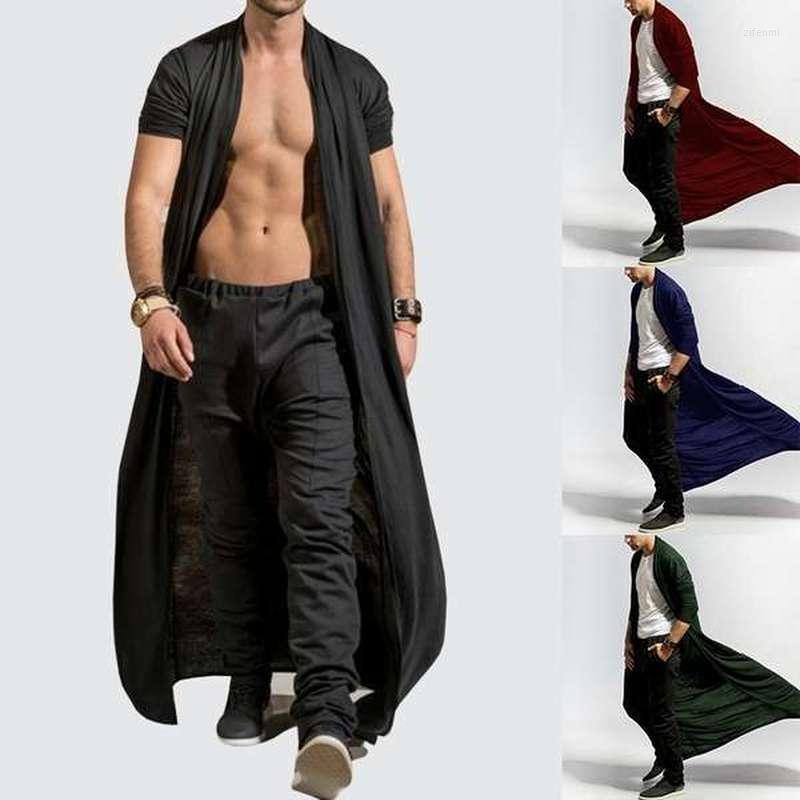 Men's Sweaters Mens Cardigan 6XL 5XL Autumn Solid Color Long Windbreaker Coat Ankle-length Cloak Men Clothes Fashion Outerwear Cosplay