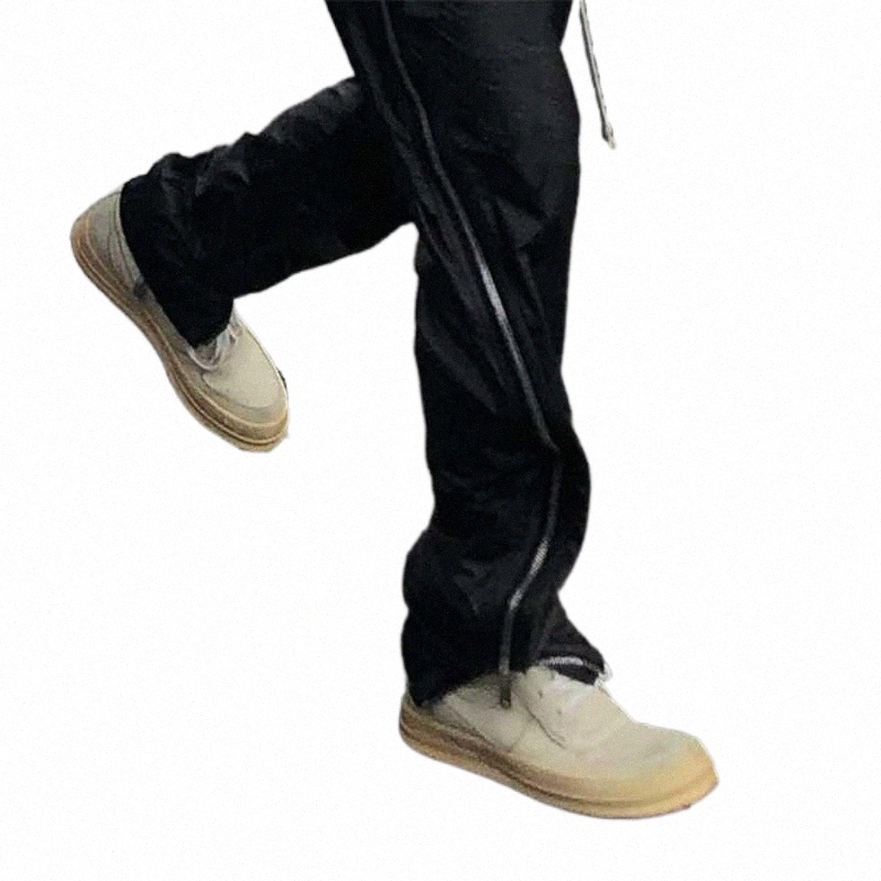 Men's Pants high Quality Black Side Zippered Jogger Pants Drawstring Sweatpants Streetwear Four-Pocket Styling Men's 430l#-image-797949109