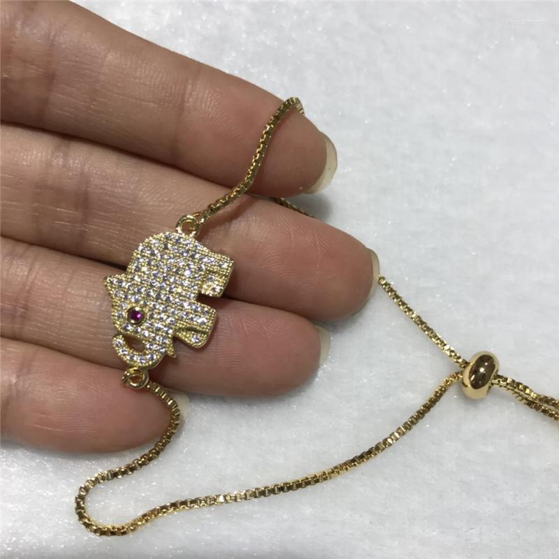 

Link Bracelets Wholesale Beautiful Good Quality Inlay Zirco Elephant Bracelet Adjustable Length