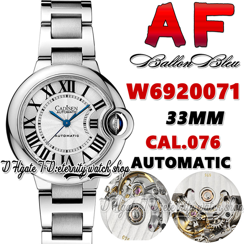 

AF waf6920071 CAL.076 Automatic Mechanical Womens Watch 33mm White Texture Dial Black Roman Markers Stainless Steel Bracelet Super version Ladies eternity Watches, Watch waterproof production cost