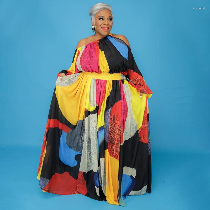 

Plus Size Dresses Elegant Printing Long Sleeved Dress For Women Backless Sexy Beach Casual Party Vestidos Mujer Autumn 2022 4xl, Black