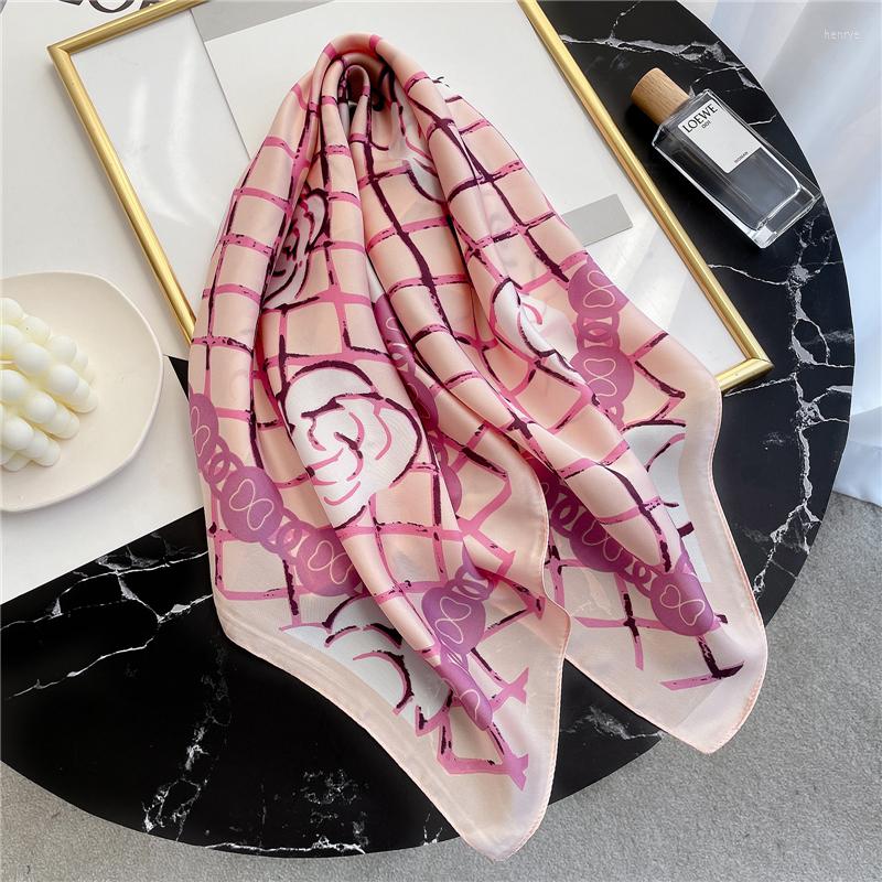 

Scarves Plaid Floral Scarf For Women Neck Hairband Square Silk Elegant Lady Office Neckerchief Cover Bandana Foulard Shawl Wrap
