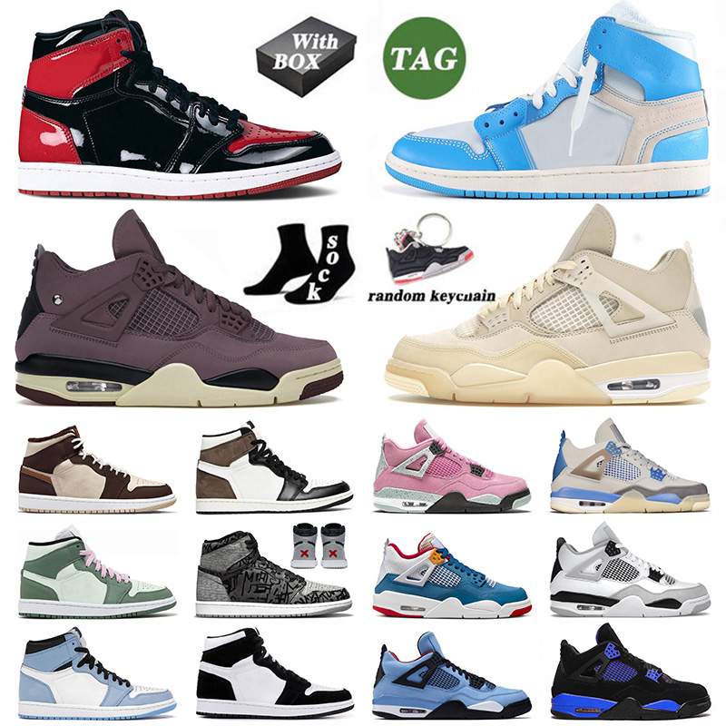 

With Box Jumpman 1 OG Basketball Shoes Black Cat 4s Mens Womens Panda High Airness Mocha Cream Dark Chocolate Mid 1s Dutch Green 4 Cactus Jack Sneaker Trainer Big Size 13, 36-46 black leather