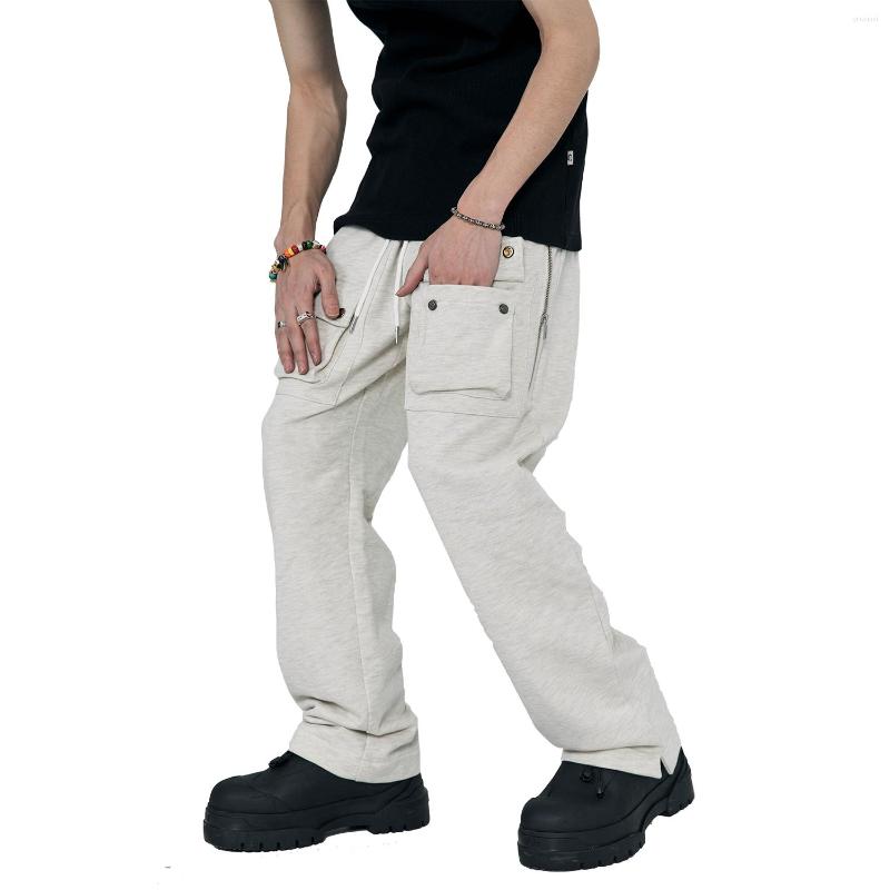

Men's Pants Oversized Mens Cargo Joggers Streetwear Snowflake Gray Multi-pocket Casual Side Slit Terry Sweat Baggy Women, Black
