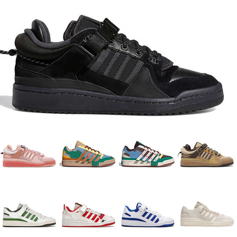 Hommes Femmes Chaussures de course Bad Bunny Forum Boucle Retour à l'école Crème Jaune Oeuf de Pâques Patchwork Beige Blanc Baskets pour hommes B