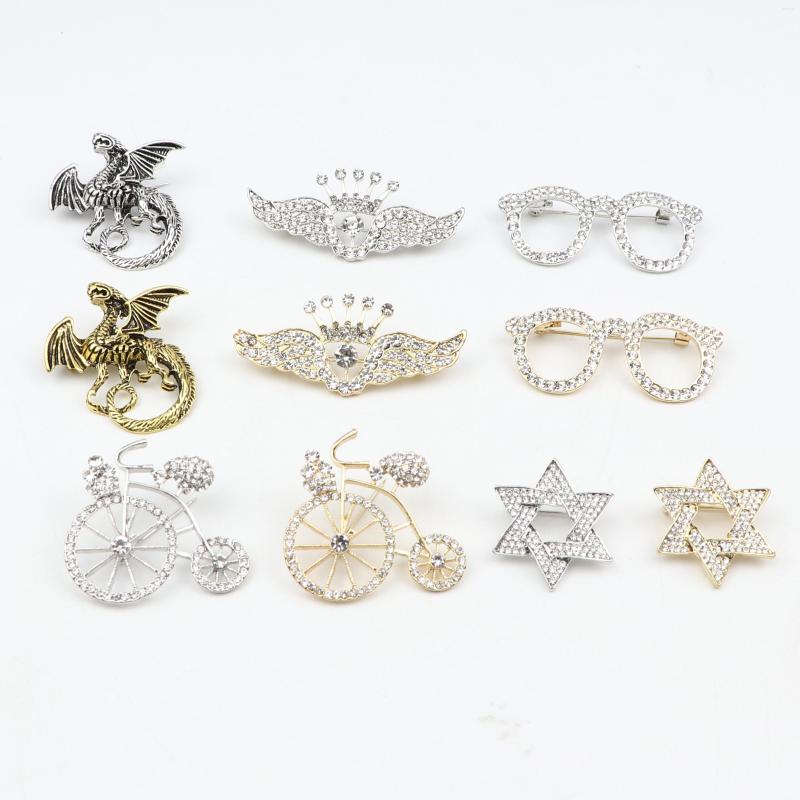 

Brooches Vintage Animal Dragon Brooch Pin Glasses Star Crown Corsage Men's Suit Shirt Collar Lapel Badge Fashion Jewelry Accessories