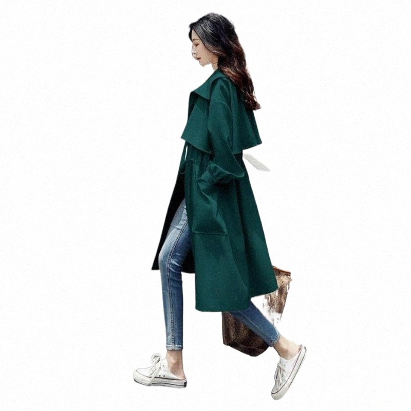 Women's Trench Coats women's Trench Coats 2021 Women Long Section Solid Light Weight Color Coat Casual Lady's Windbreak Collection x8