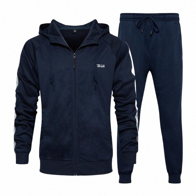 Men's Tracksuits men's Tracksuits Men Zipper Cardigan Hooded Sweatshirts Suit Fashion Solid Sportswear Men's Tracksuit Striped Jac-image-798364449