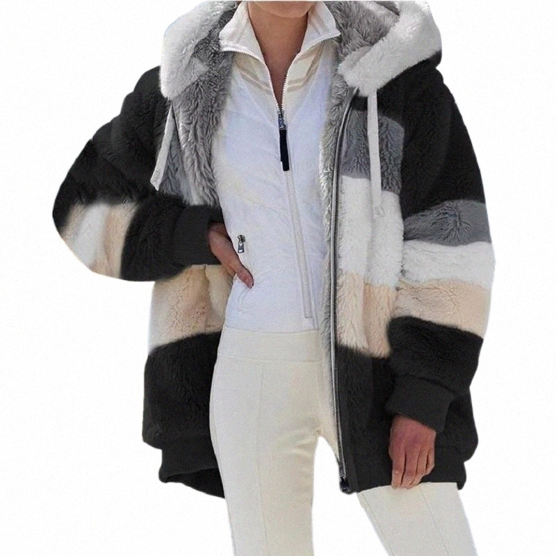 Women's Vests women's Vests Europe And The United States 2021 Autumn Winter Warm Plush Zipper Pocket Hooded Loose Jacket Women q4n4#-image-798397009