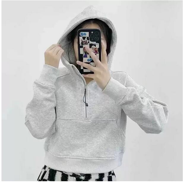 

lulus Women shaping Sport Jacket half Zipper Yoga Coat Clothes LU-03 Quick Dry Fitness Outfits Running Hoodies Thumb Hole Sportwear Gym Workout Hooded Top, Black