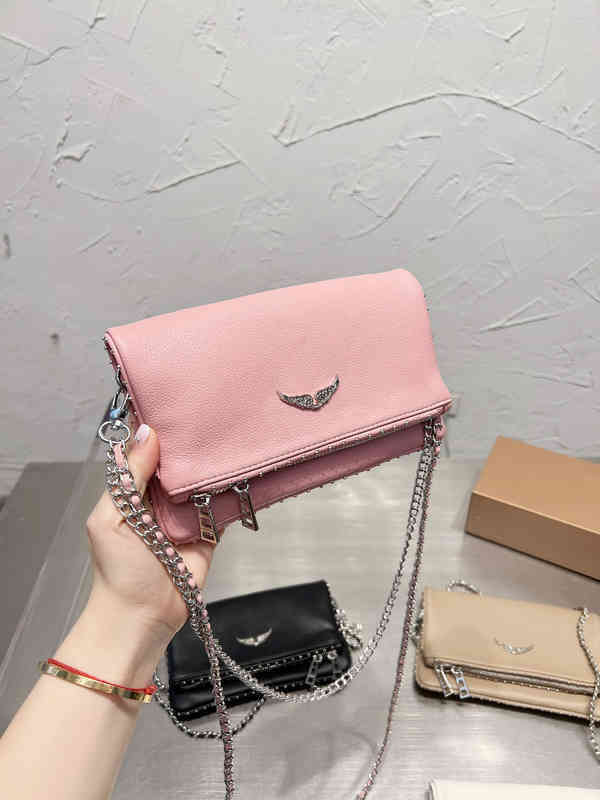 

Shoulder Bags ZV Designer Bags Crossbody Bags Wings Decorated Leather Handbag Women Messenger Chain Female Wallets 220611, Zvbag-pink