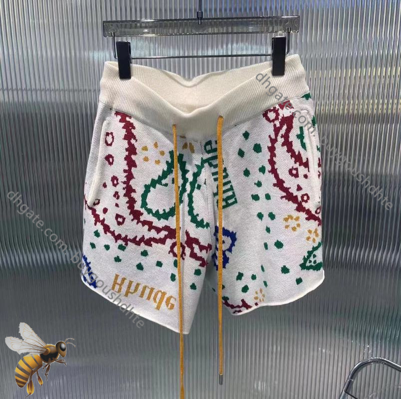

New Rhude Shorts Men Women Knitted High Quality Yellow Drawstring Summer Beach Rhude Rd22