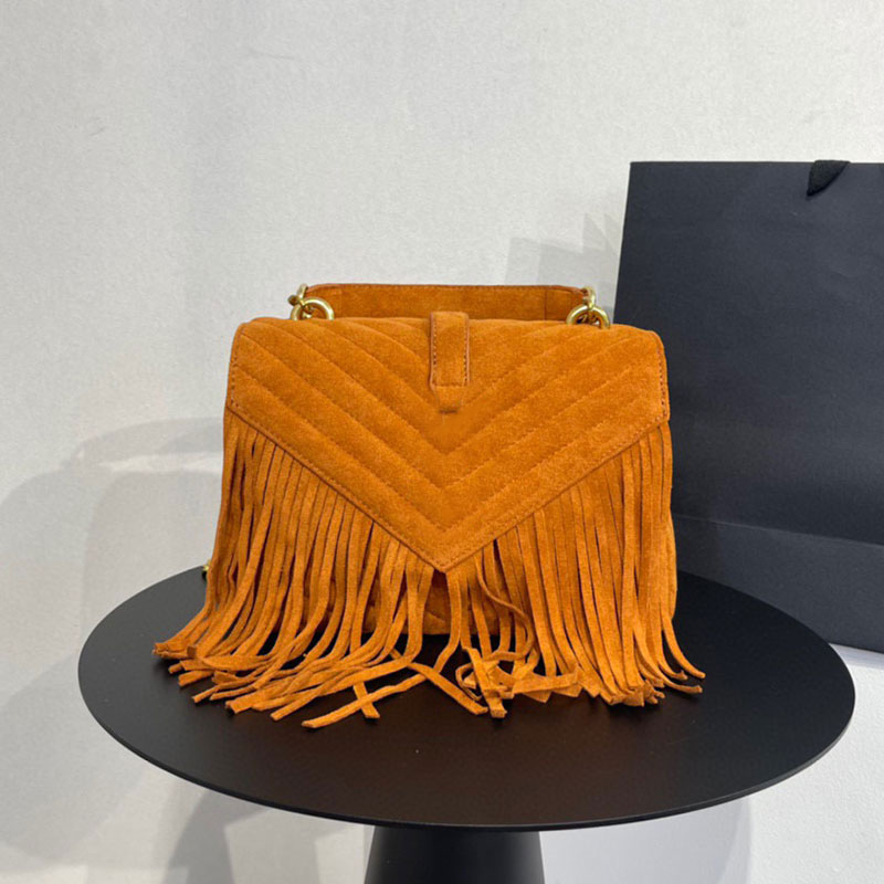 

luxury handbag shoulder bag nubuck leather fringe messenger bag LOULOU Quilting designer bags ladies high quality crossbody purse