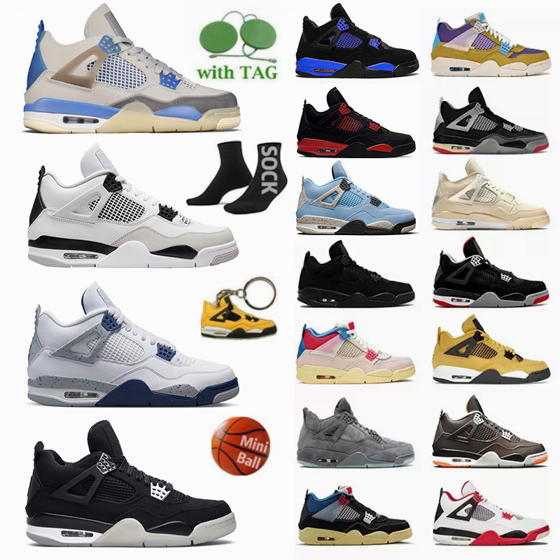 

Plate-forme Designer Shoes Jumpman 4 4s Military Black Chrome Canvas Cat Noir Sail Fire Red Blue Thunder Mens Womens Retor Classic IV Sneaker Autumn Winter Trainer, Without box-34