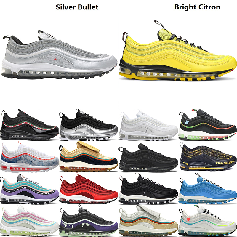 

Multi-Color 97 Mens Running Shoes Bright Citron UCLA Bruins Fashion Cushion Shoes Womens Sneakers Size 36-45 Triple Black White OG Runner Trainers, 40