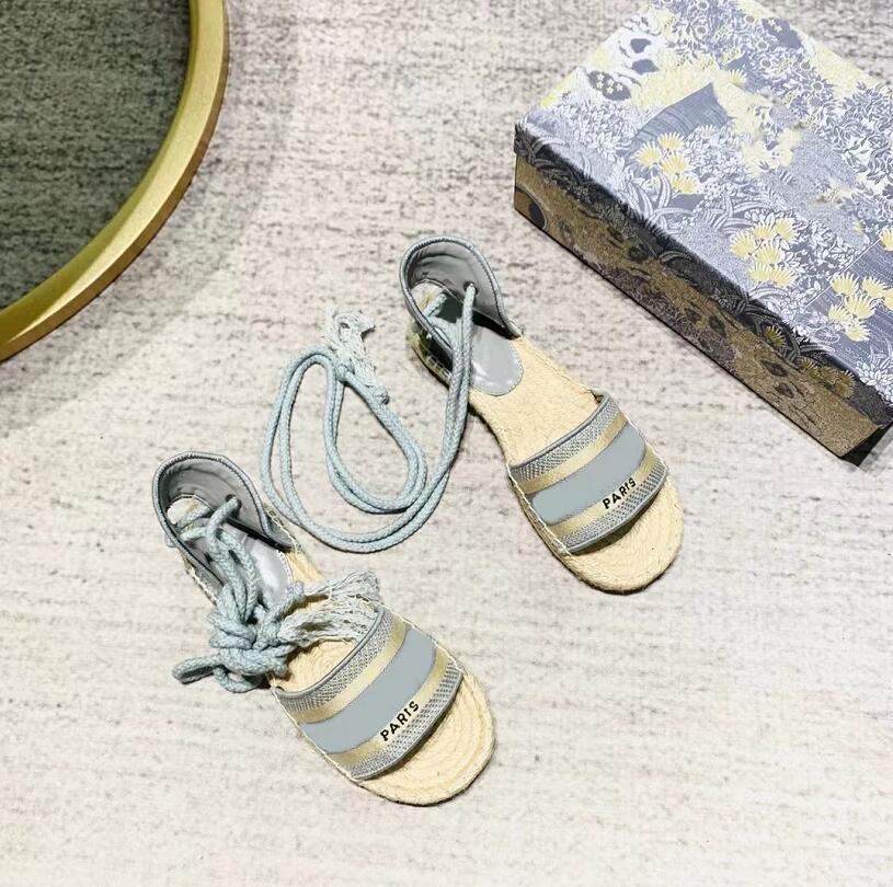

Designer Women Sandals Straw shoe sole Slipper Bandage Fisherman Shoes Designers Embroidery Sandals Fashion Women Outdoor Leisure Beach Slippers, Not for individual sale