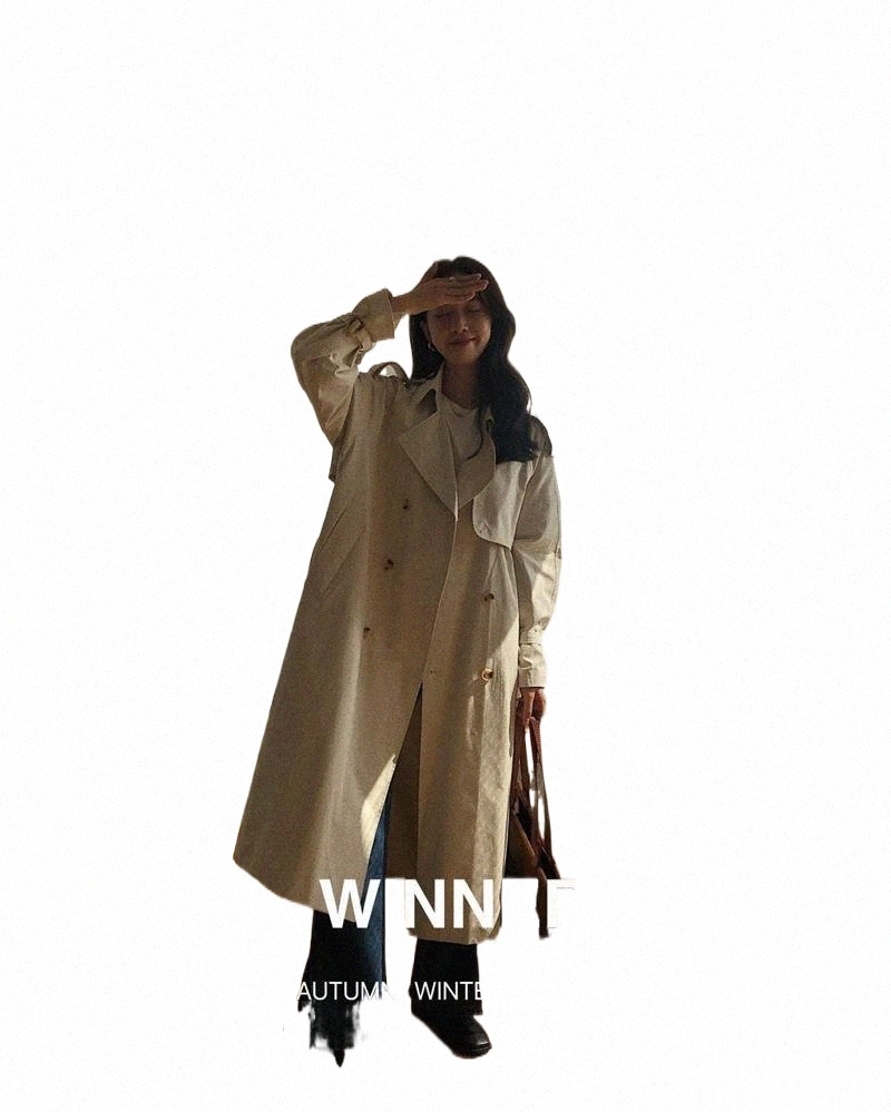 Women's Trench Coats women's Trench Coats Winner Early Autumn Coat Windbreaker Female Small Man Spring And High Sense Khaki Medium Long