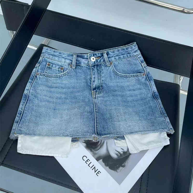Skirts high-quality Miu home high waist thin Denim Short Skirt A-shaped skirt women summer XNGA-image-798613778