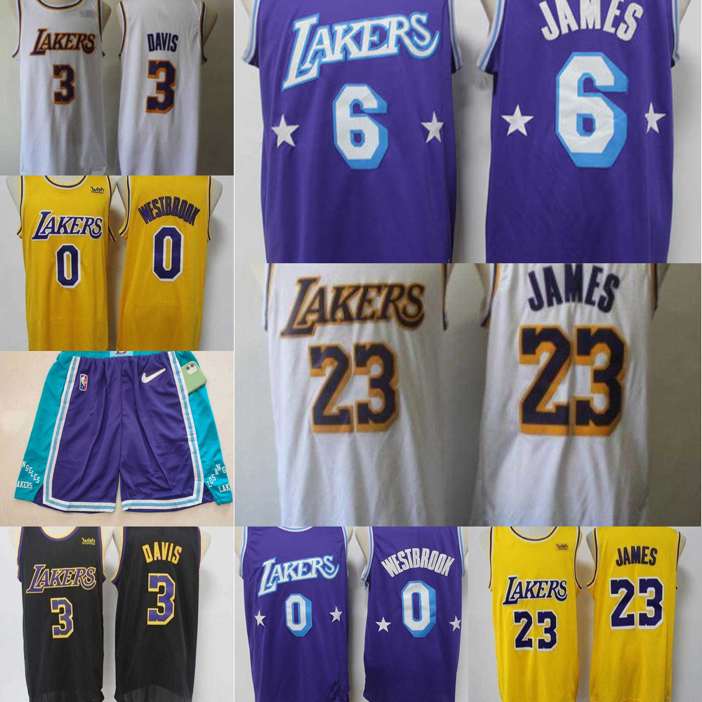 

Basketball Jerseys Los Angeles''Lakers''Men Jersey Lebron 23 6 James 0 Russell Westbrook 39 DWight Howard Anthony 3 Davis Shorts, Color