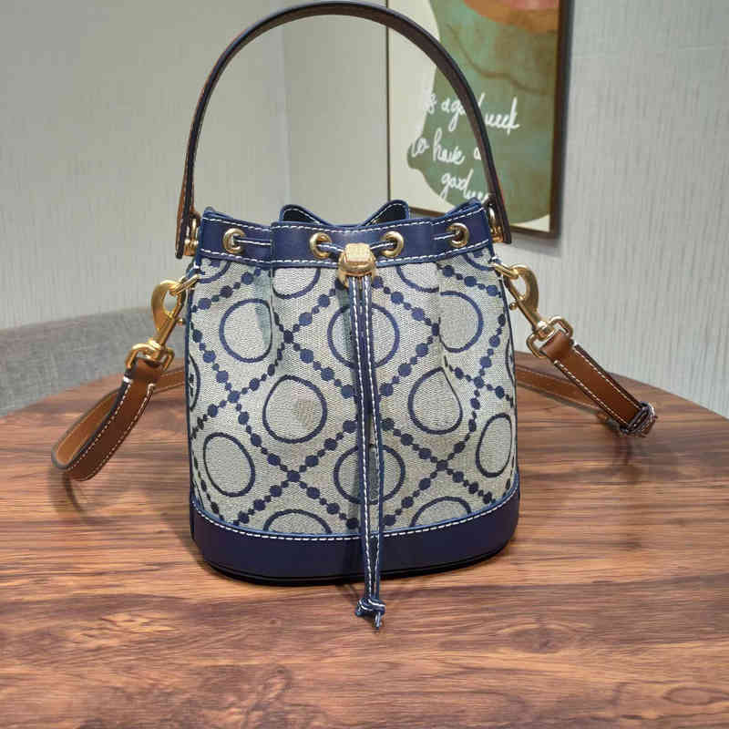 

Bags Guangzhou bag 2022tb classic flower fashionable women's large capacity Bucket Bag Drawstring diagonal straddle hand Purses, Royal blue
