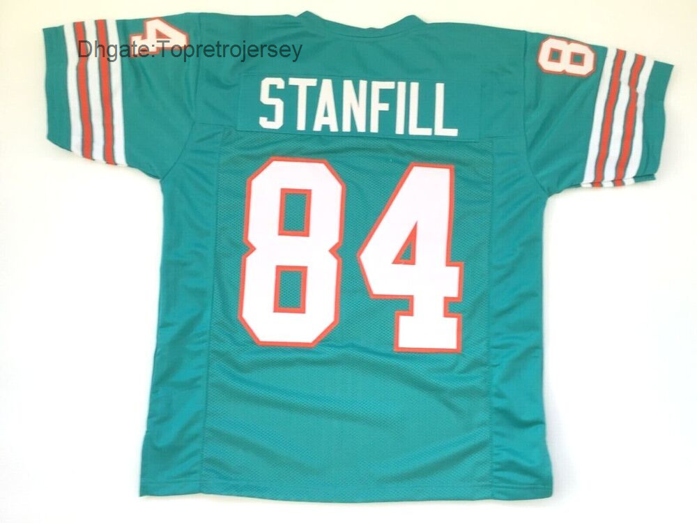 

New Football Shirts Mitchell & Ness Bill Stanfill Teal Jersey Retro Mens Stitched Throwback Jerseys, Same as picture